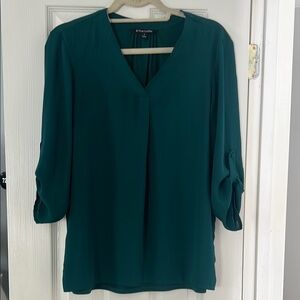 41 Hawthorn Green V-Neck Blouse with 3/4 Sleeves